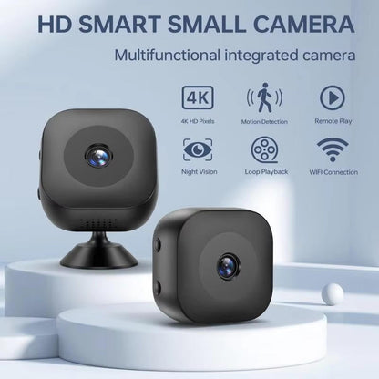 Belro wireless mini security camera mounted on wall, showing compact design and lens for home surveillance.