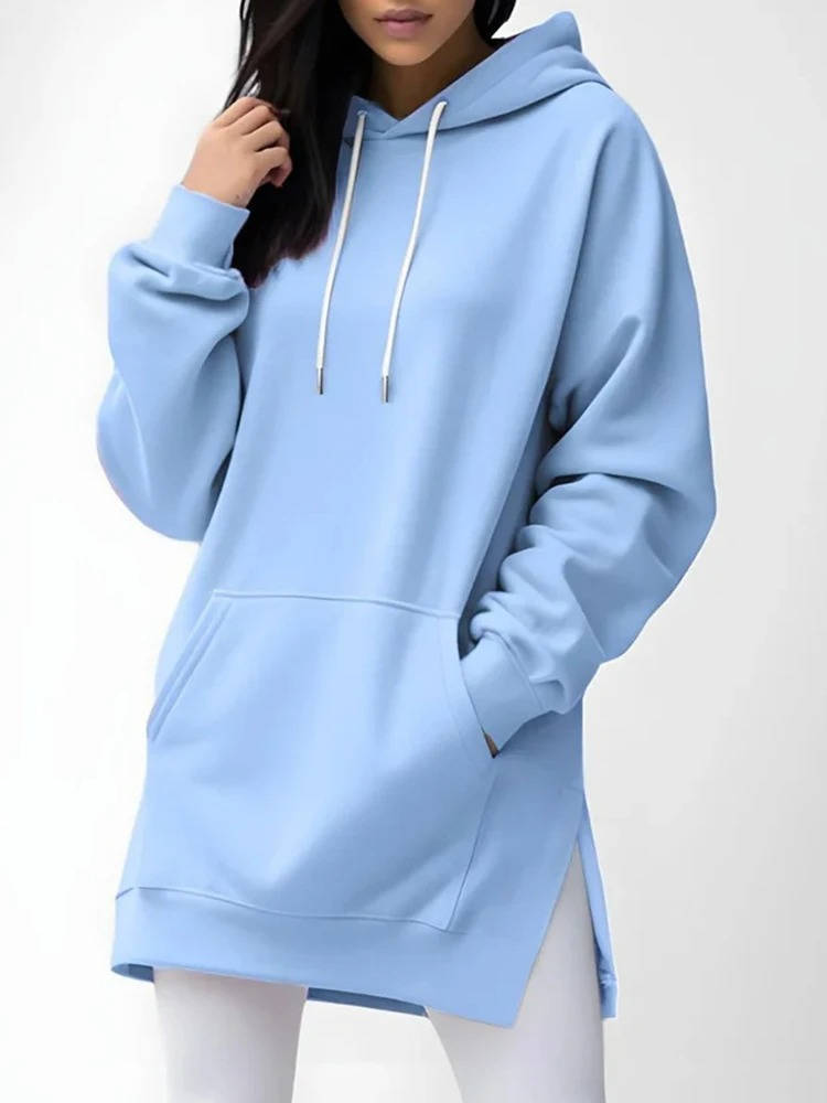 Belro oversized hoodie dress in soft fabric, featuring a relaxed fit, hood, and long sleeves, perfect for casual wear.