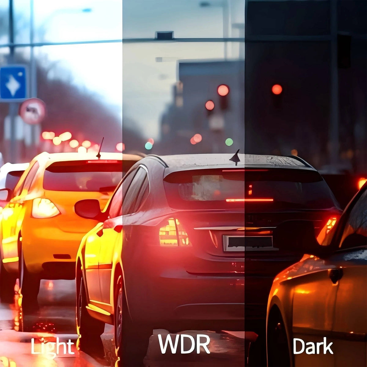 Belro wireless car dash cam with front and rear cameras, night vision, mounted inside a vehicle for recording driving footage