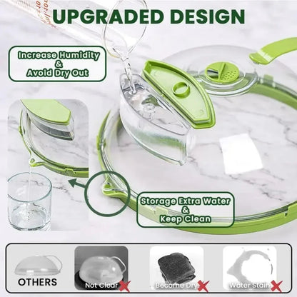 Belro microwave food cover with water steamer for kitchen use, featuring a clear plastic design and steam venting