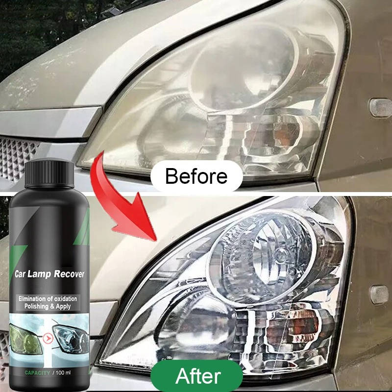 Belro headlight lens restoration kit set of 2 for home and garden decor, showing cleaning tools and restored lenses.