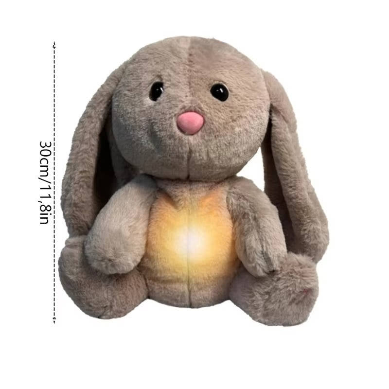 Belro breathing stuffed animal bunny dressed in men's clothing, soft plush toy with detailed fabric and realistic features.