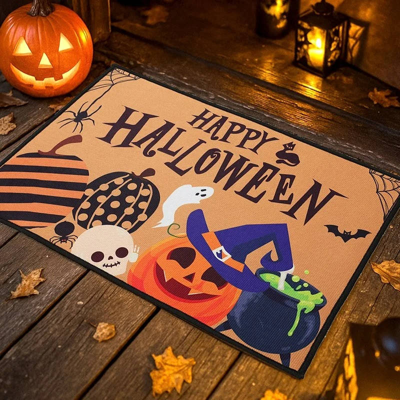 Belro Halloween doormat with spooky orange and black design, perfect for seasonal home and garden decor.