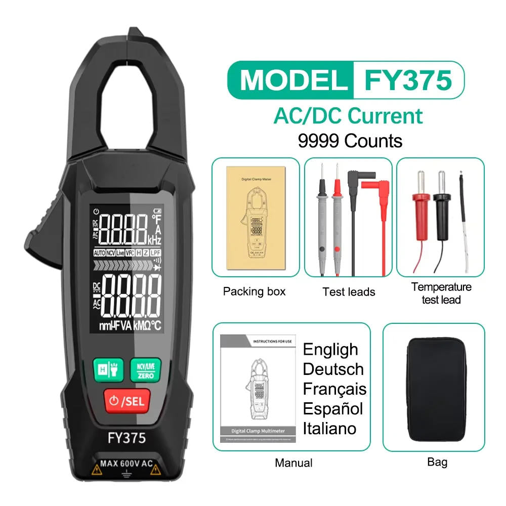 Belro AC/DC clamp electric meter measuring current with digital display, used for electronic testing and electrical diagnostics.