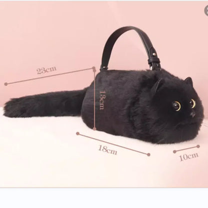 Belro one shoulder plush cat bag, soft pastel pink accessory with a cute cat design, perfect for stylish everyday use.