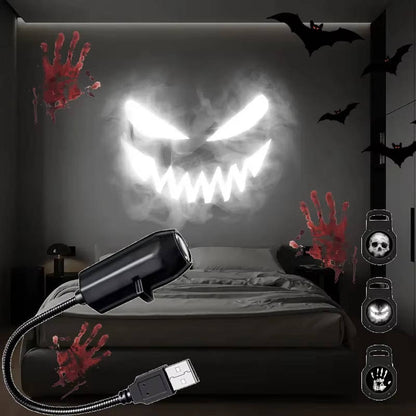 Belro Halloween Light Projector displaying festive ghost and pumpkin patterns on a wall for holiday decoration.