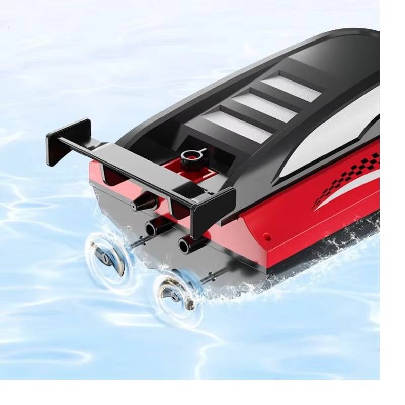 Belro RC boat toy floating on water with sleek design and bright colors, perfect for outdoor water play and remote control fun.