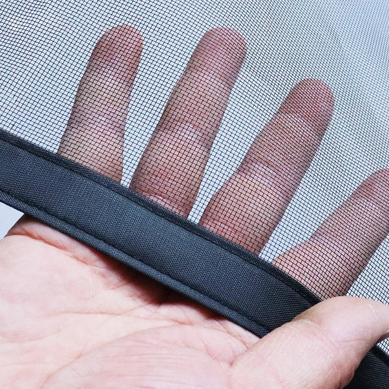 Belro magnetic screen door customized for men, showing the mesh fabric and magnetic closure for easy outdoor access.