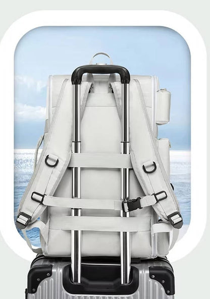 Belro large capacity travel backpack with multiple compartments, designed for electronics and laptop storage, in black.