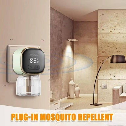 Belro electric mosquito repellent plug-in for outdoor pest control, shown plugged into a wall socket in a home garden setting.