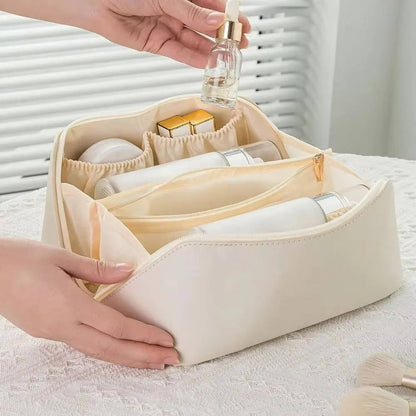 Belro cosmetics storage bag with multiple compartments, compact design, and zip closure for organized travel or home use.
