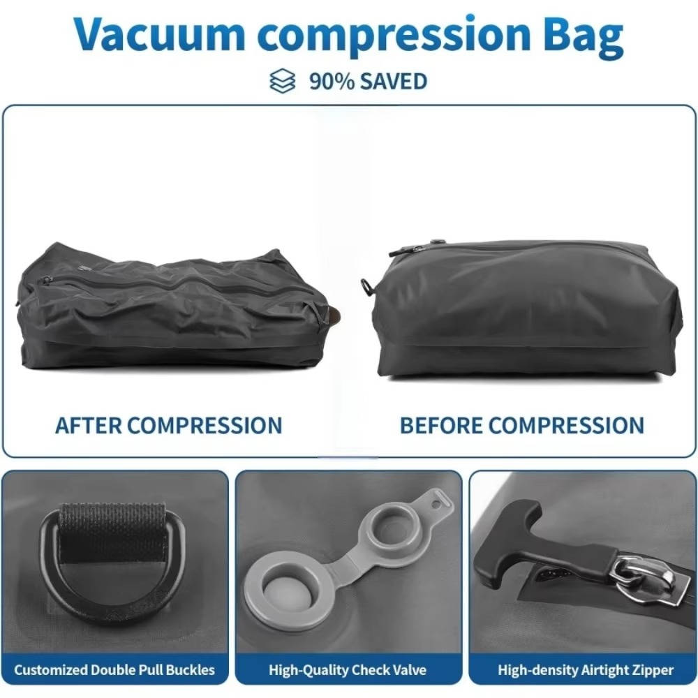 Belro travel vacuum pump and two storage bags for shoes, compact foot-operated device for compressing heels and pumps.