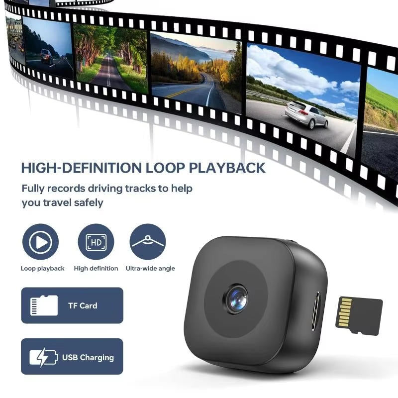 Wireless Mini Security Camera by Belro showing a compact black surveillance camera with mounting bracket.