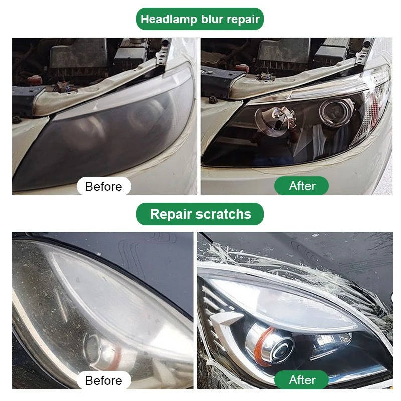 Belro headlight lens restoration kit set of 2, designed for home and garden decor, showing clear lenses with cleaning tools.