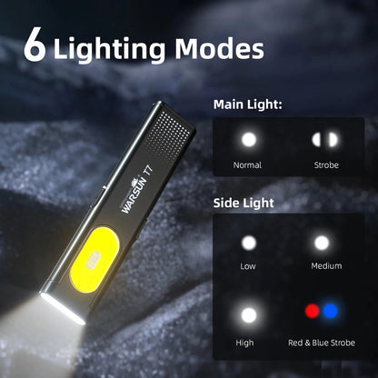 Belro LED keychain flashlight with magnet, compact portable lighting tool, suitable for everyday use and outdoor activities.