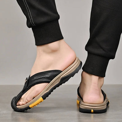 Belro men's water-resistant and lightweight toe flip flops with cushioned straps and textured soles for comfort and durability.
