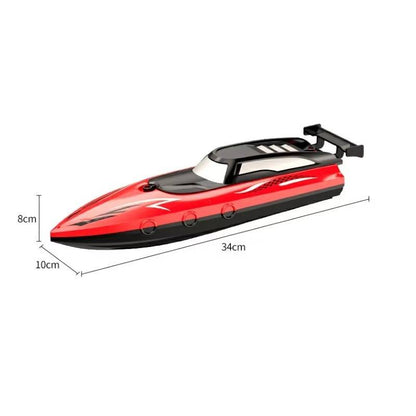 Belro RC boat toy floating on water with sleek design, perfect for kids and hobbyists to enjoy aquatic adventures.