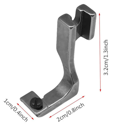 Belro T69 Invisible Zipper Presser Foot for men's clothing, showing the attachment and sewing edge in a sewing machine.