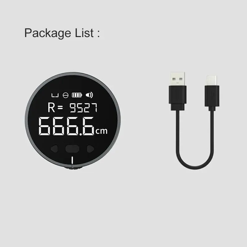 Belro digital tape measure showing a clear LCD screen and flexible measuring tape, ideal for precise distance measurements.