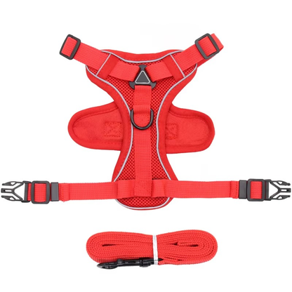 Reflective Belro cat harness and leash set with adjustable straps and padded harness for secure pet walking.