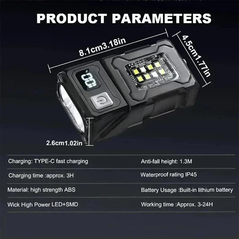 Belro Pocket Flashlight showing compact black design with LED bulb and textured grip for portable handheld lighting.