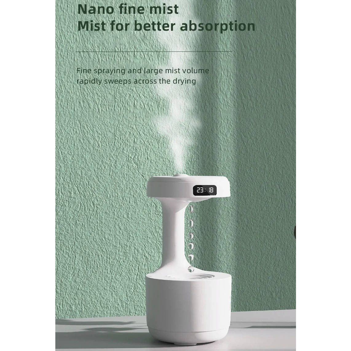 Small Belro humidifier for home, compact electronics appliance with water tank and mist outlet for improved air quality.