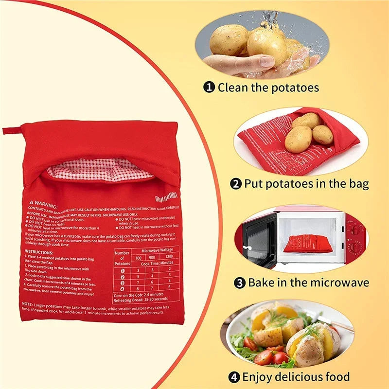 Belro microwave potato bag made of fabric, designed for easy cooking and handling of potatoes in the microwave.