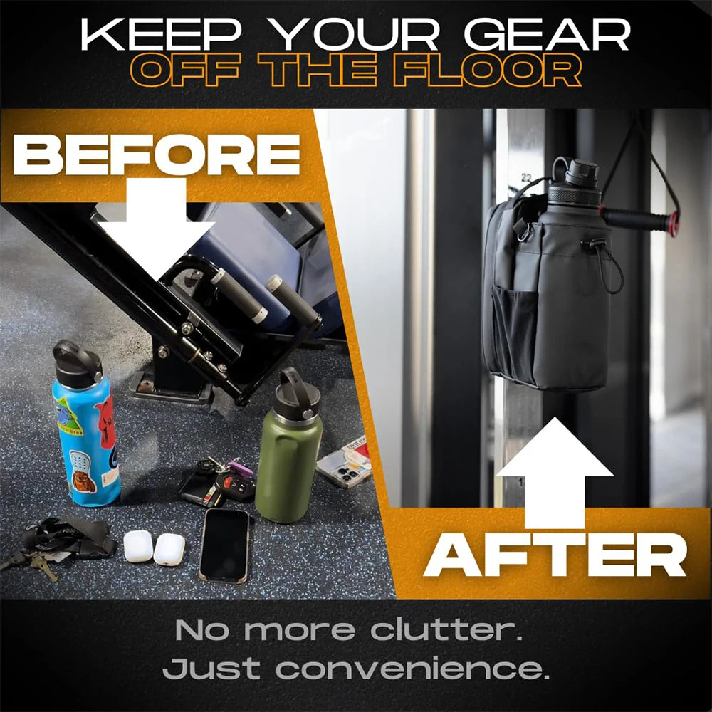 Belro magnetic water bottle gym bag with duffel design, featuring a sleek black exterior and convenient carrying handles.
