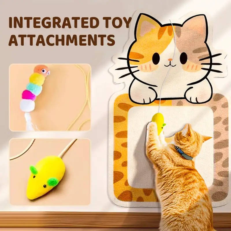 Wall mounted cat scratching post by Belro, made of sisal and wood, attached to a home wall for feline scratching and climbing.