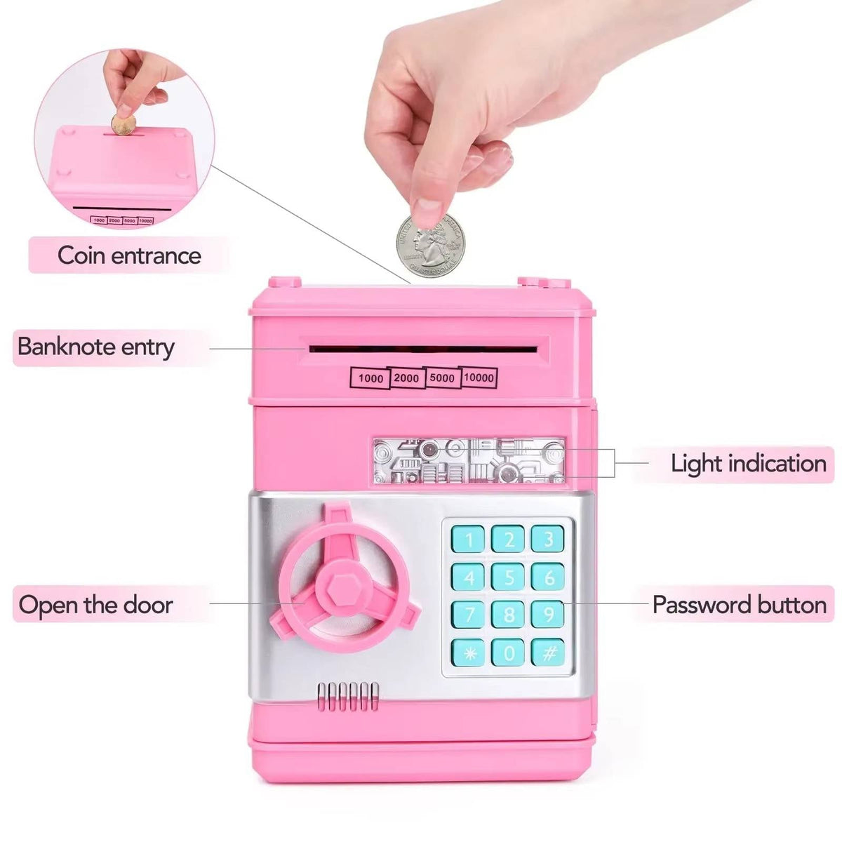 Belro piggy bank for kids, colorful toy savings bank with coin slot, designed for children’s money storage and learning.
