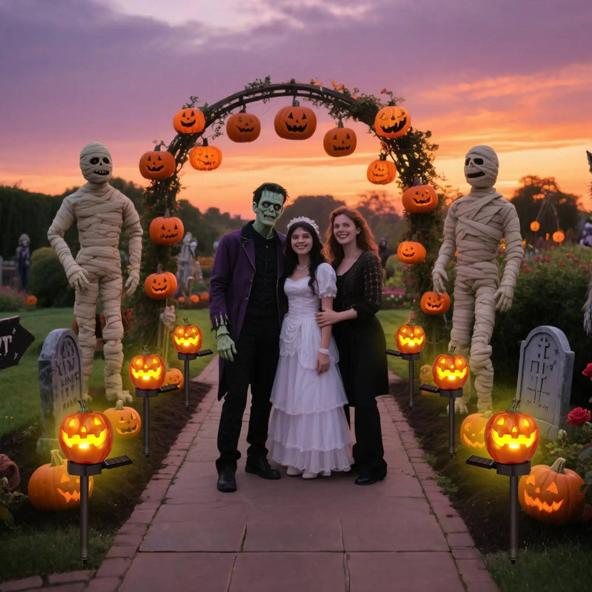 Belro Light Up Pumpkin Halloween pathway lights for outdoor decor, featuring illuminated pumpkin design for festive outdoor decoration.