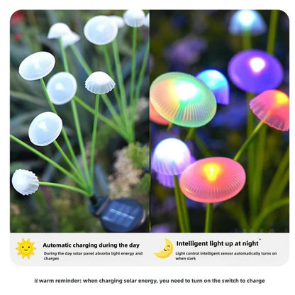 Belro Solar Jellyfish Lights outdoor decorative lights hanging in a garden, illuminating with soft glow for outdoor home and garden decor.