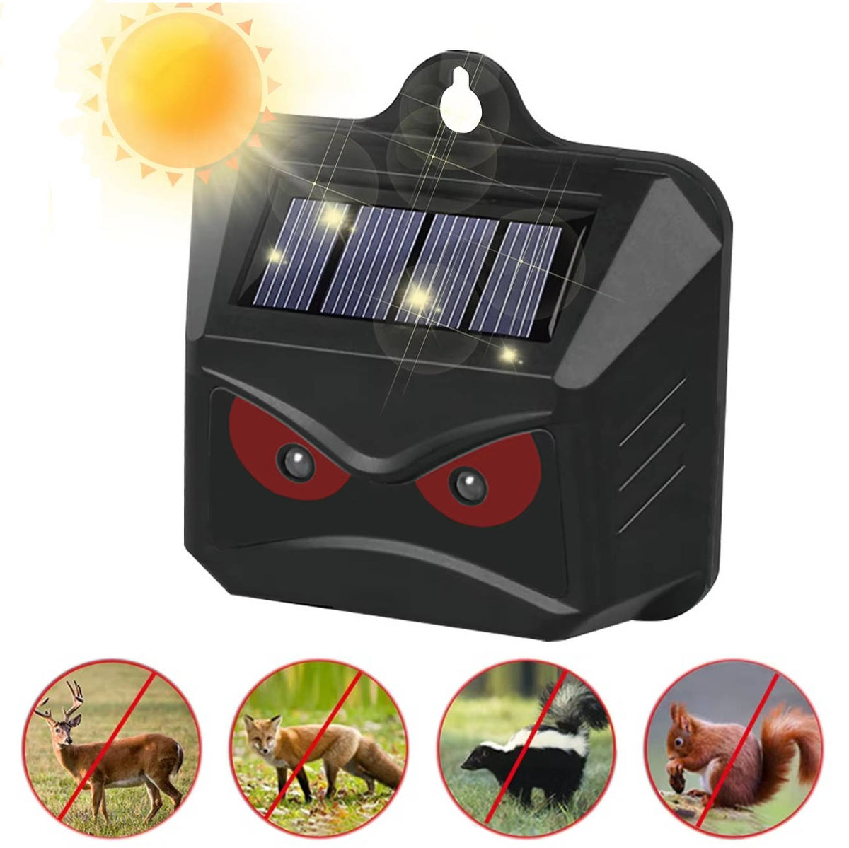 Belro solar-powered ultrasonic animal repellent devices for outdoor pest control, designed to deter pests in home and garden areas.
