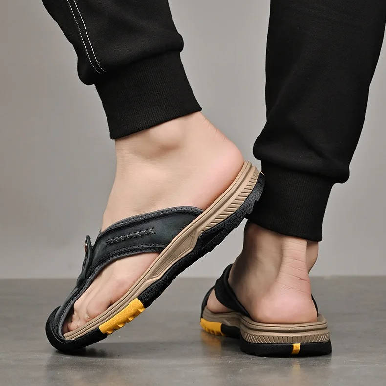 Belro men's water-resistant lightweight toe flip flops with cushioned straps, ideal for casual wear and beach outings.