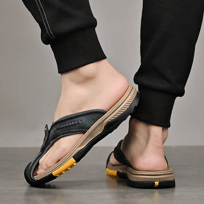 Belro men's water-resistant lightweight toe flip flops with cushioned straps, ideal for casual wear and beach outings.