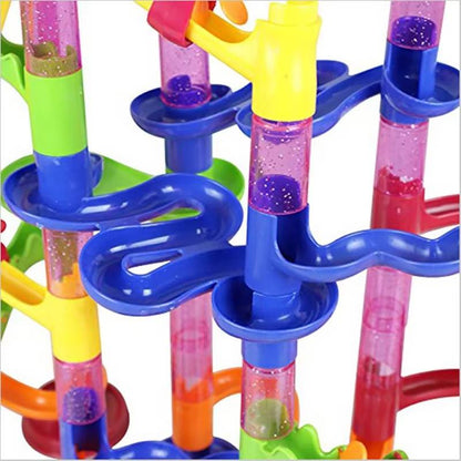 Belro marble run toy with colorful plastic tracks and marbles, designed for kids' educational and creative play.