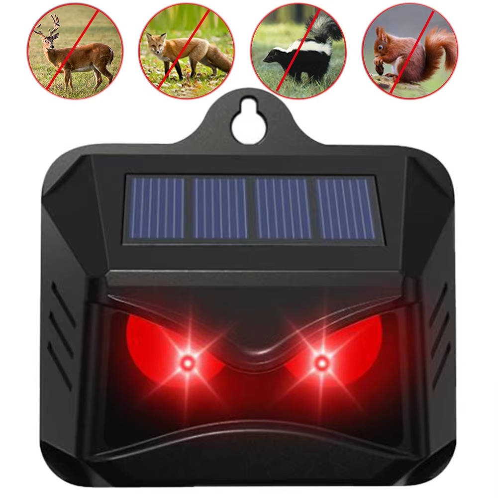 Belro solar-powered ultrasonic animal repellent device for outdoor pest control in home and garden settings.