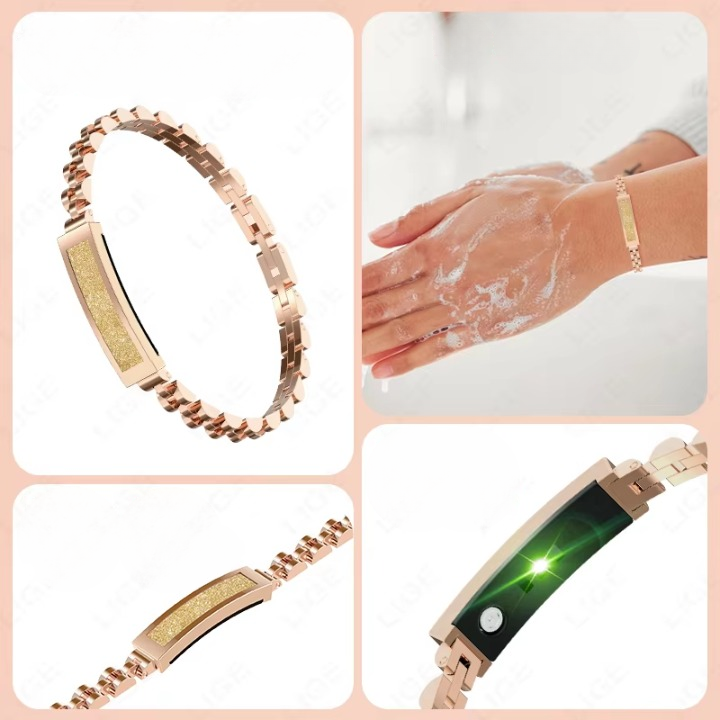 Mivoza smart fitness bracelet with stainless steel jewelry design and Bluetooth tracker, stylish wearable for health tracking.