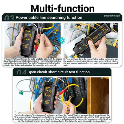 Belro Circuit Breaker Finder in a cozy robe, showing a person holding the device indoors.