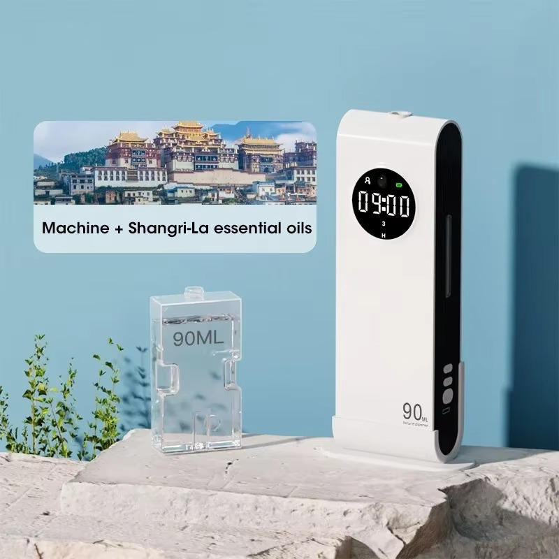 Belro automatic air freshener dispenser in sleek white plastic, designed for seamless fragrance diffusion in health and beauty spaces
