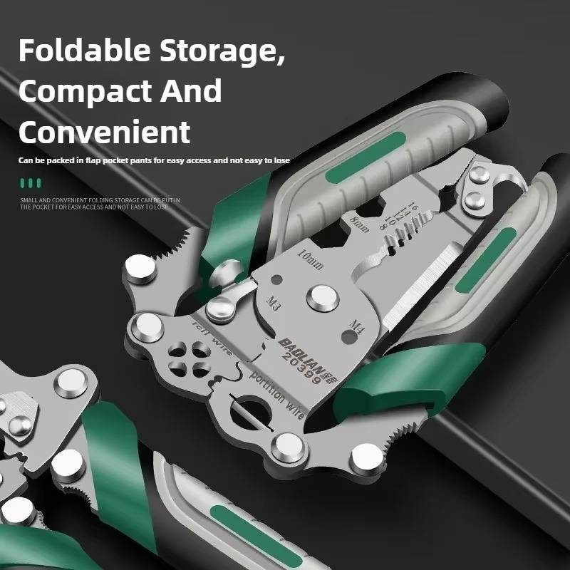 Belro multifunctional wire stripper tool with ergonomic grip and adjustable cutting blades, designed for electrical work.