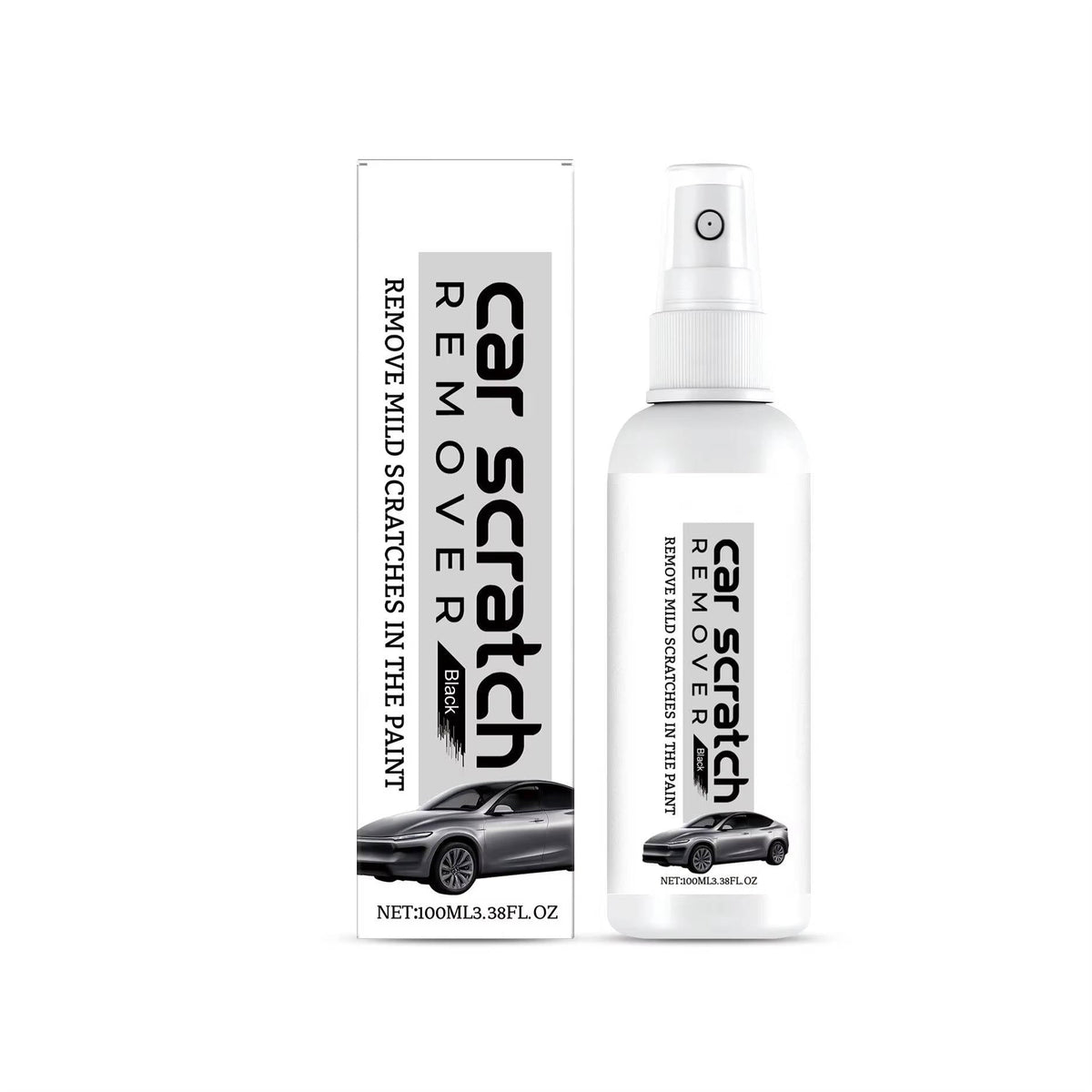 Belro Car Scratch Remover Spray shown in a spray bottle, designed to reduce scratches on car paint surfaces.