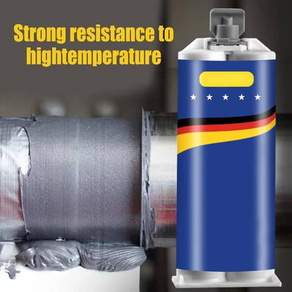 Belro metal repair glue tube showing applicator tip and packaging for strong bonding of metal surfaces.