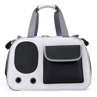 Belro travel pet carrier for cats and small dogs, automotive-style, with mesh sides and secure zippers for safe pet transport.