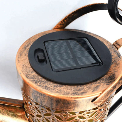 Mivoza solar garden lamp with watering can design, decorative outdoor solar light, featuring rain sound and garden illumination.
