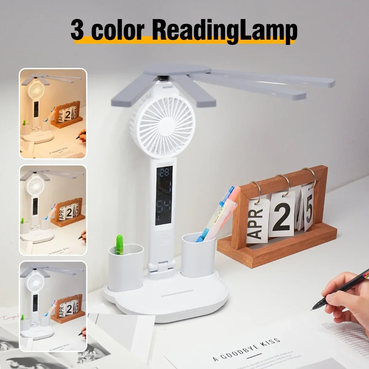 Belro 3-in-1 multifunction desk lamp with adjustable arm, LED light, and USB port, suitable for home or office lighting.