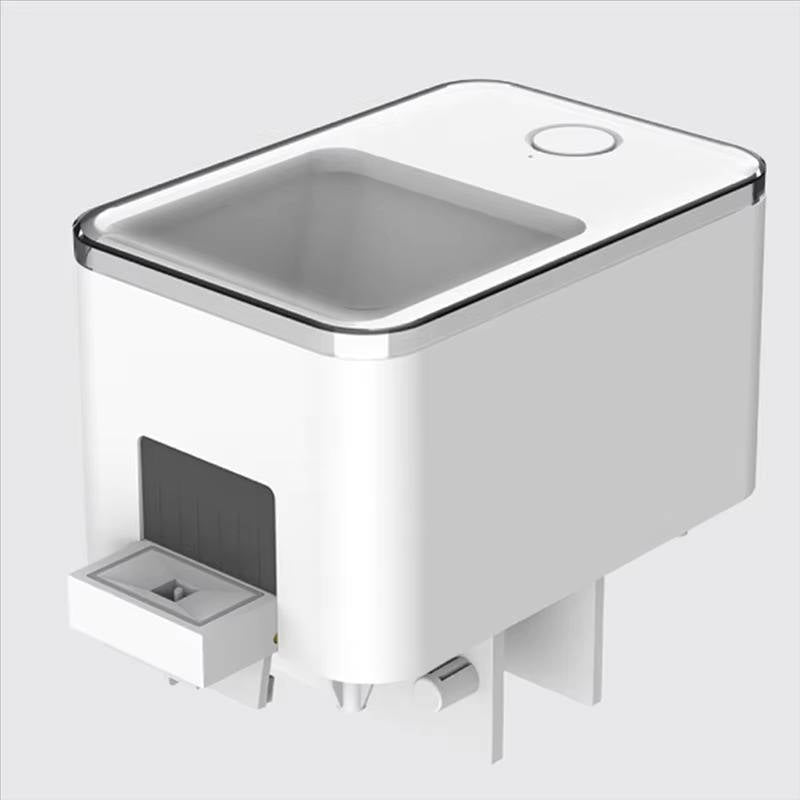 Belro automatic food feeder for fish in a fish tank, designed for easy fish feeding in pet aquarium setups.