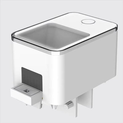 Belro automatic food feeder for fish in a fish tank, designed for easy fish feeding in pet aquarium setups.