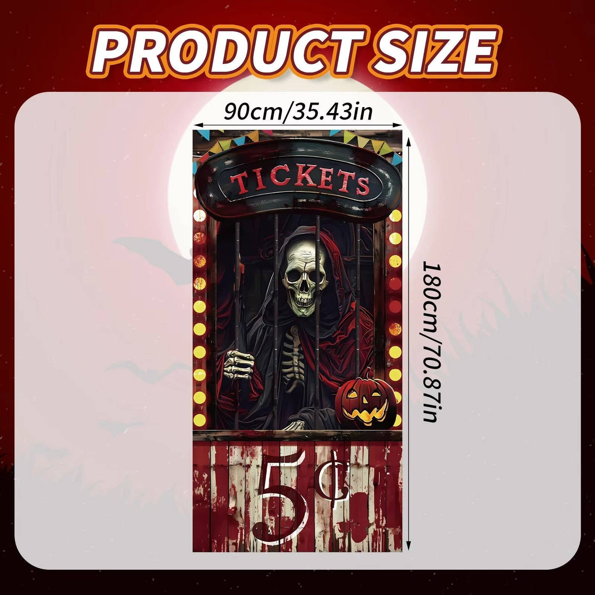 Belro Halloween door cover featuring creepy decoration with spooky design, ideal for home and garden Halloween decor.