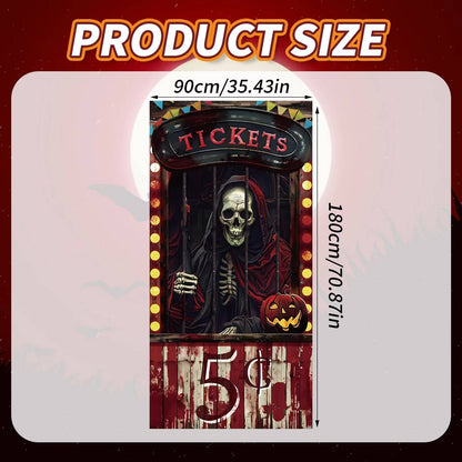 Belro Halloween door cover featuring creepy decoration with spooky design, ideal for home and garden Halloween decor.
